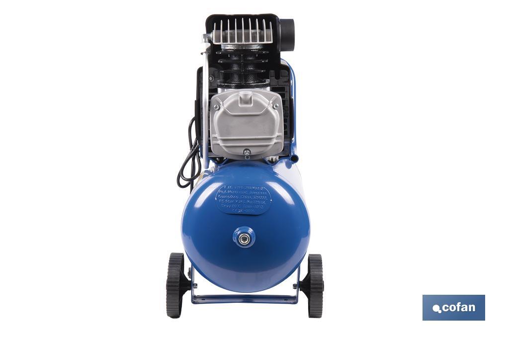 Compresor de aire de pistón coaxial | Motor de 2 HP | Compresor monofásico 230 V | Presión máxima: 8 bares | Depósito de 24 litros | Medidas: 61 x 31 x 58 cm - Cofan