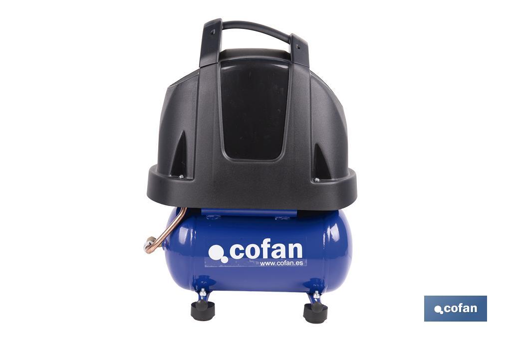 Compresor de pistón coaxial portátil 1,5 HP | Ultraligero y compacto | 6 litros | 2450 rpm | Para uso doméstico y profesional - Cofan