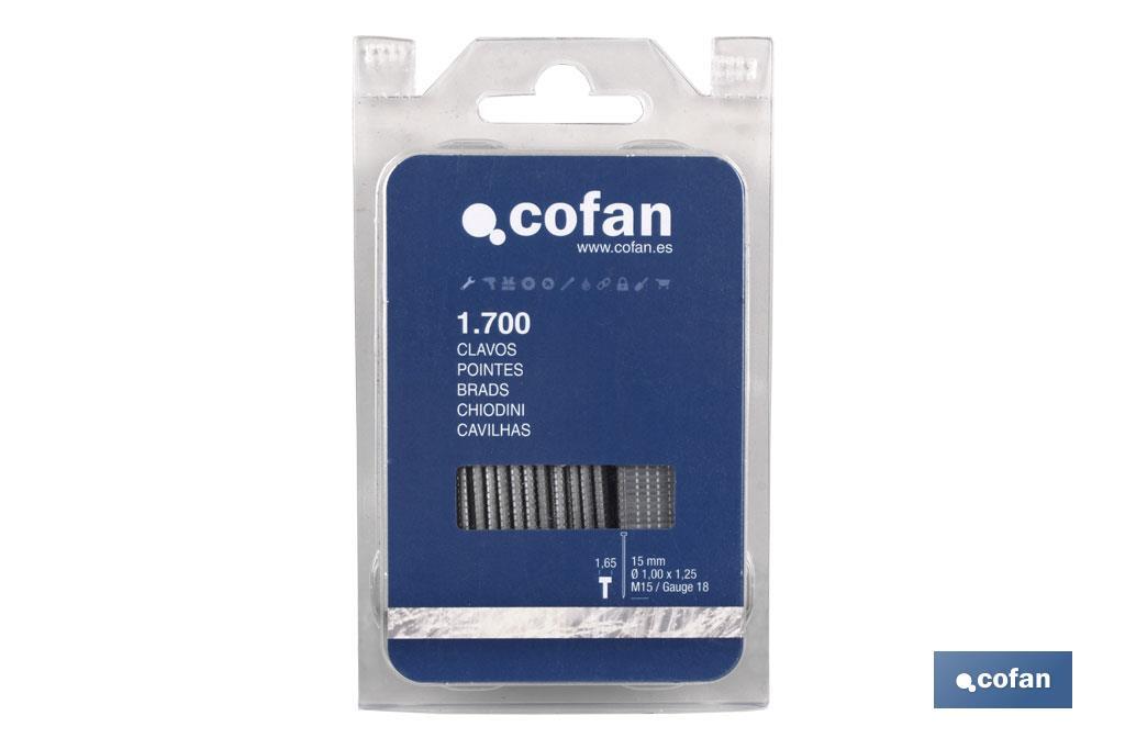 Blister de clous sans tête W-15 mm | Avec une longueur de 15 mm | Clous en acier conçus pour le clouage manuel - Cofan