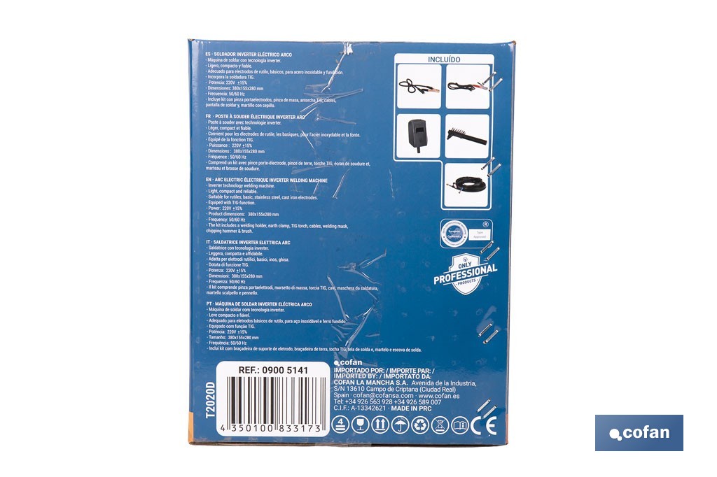 Soldador inverter eléctrico MMA 160 A/ TIG 200 A - Cofan