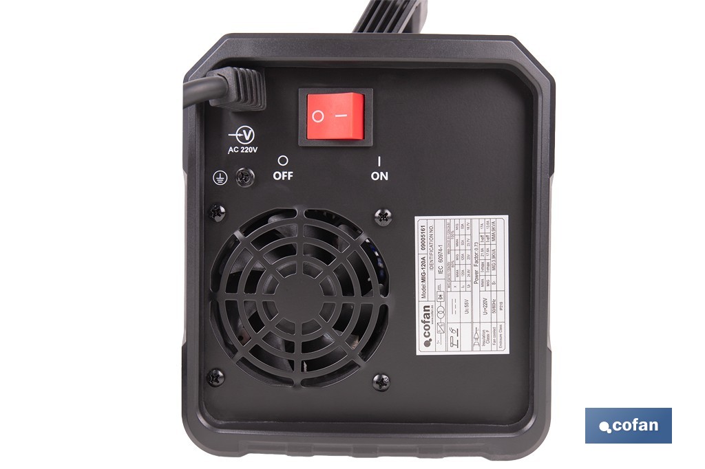 Soldador inverter eléctrico MIG/MMA/TIG de 120 amperios - Cofan