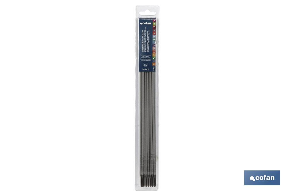 BLÍSTER ELECTRODOS INOX E-316L ø2,5mm 10UDS - Cofan