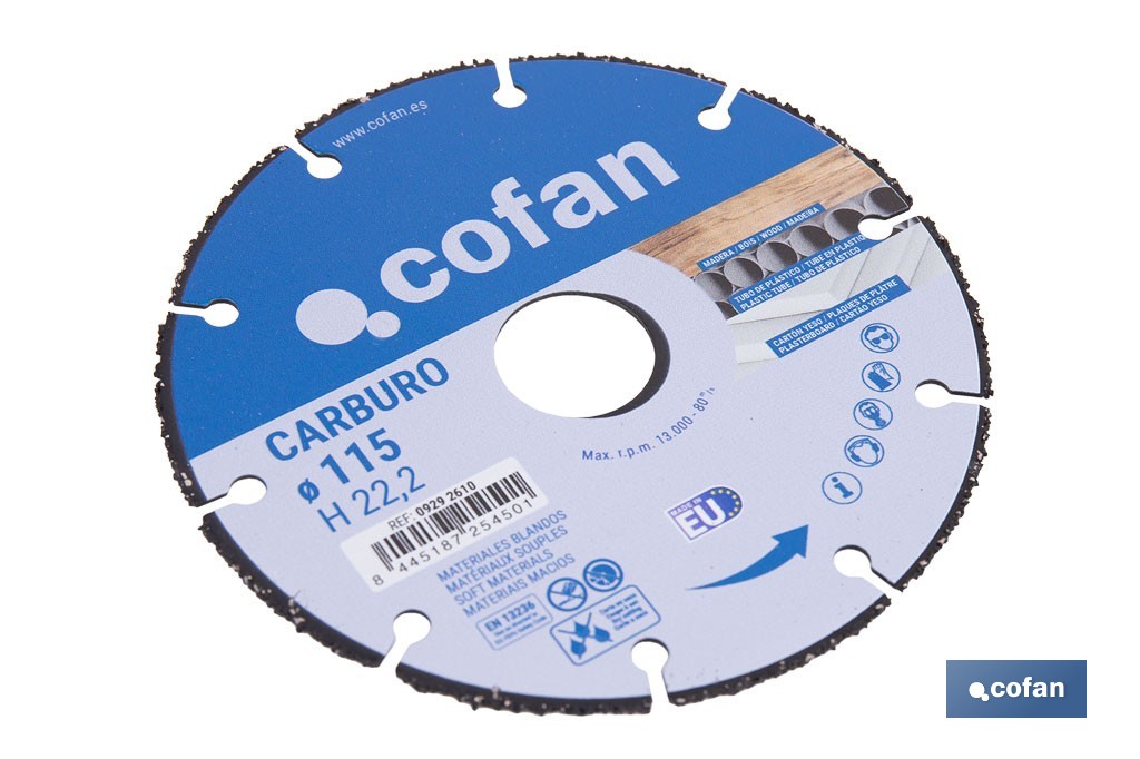 Disco especial carburo materiales blandos - Cofan