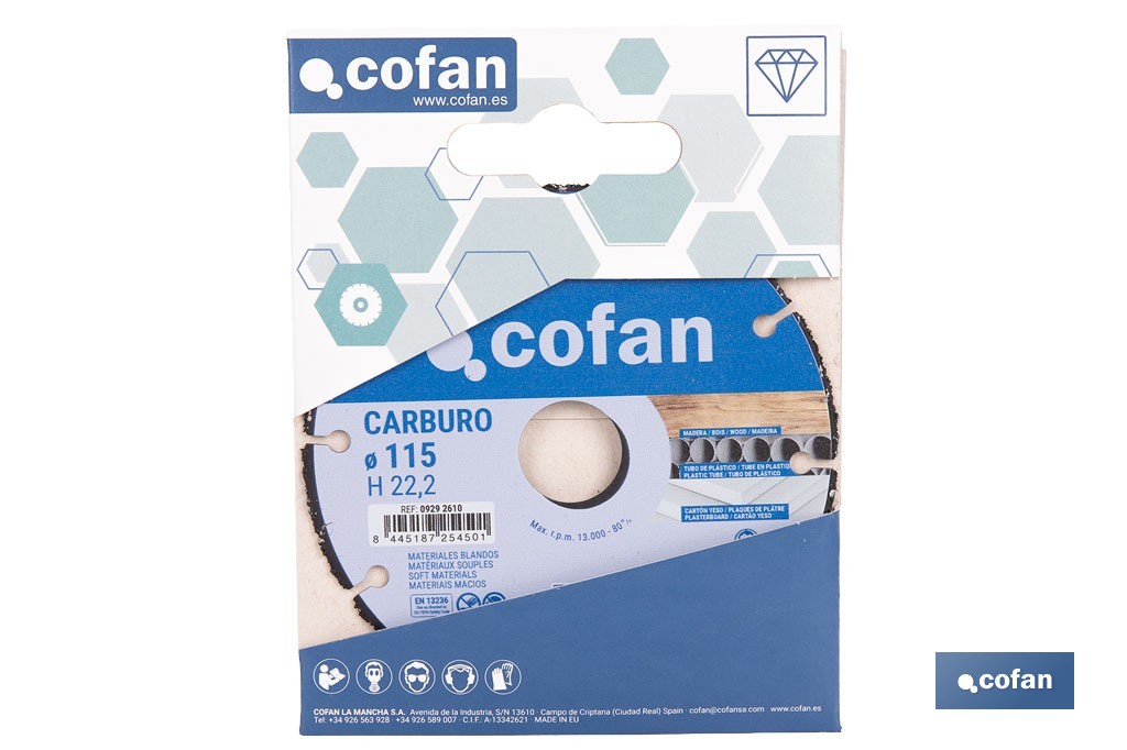 Disco especial carburo materiales blandos - Cofan