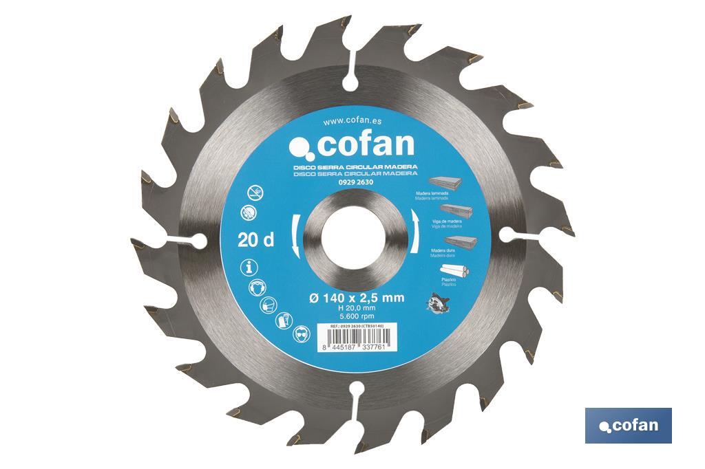 Lâmina de serra circular | Disco de corte para madeira | Diferentes números de dentes | Ampla variedade de medidas - Cofan