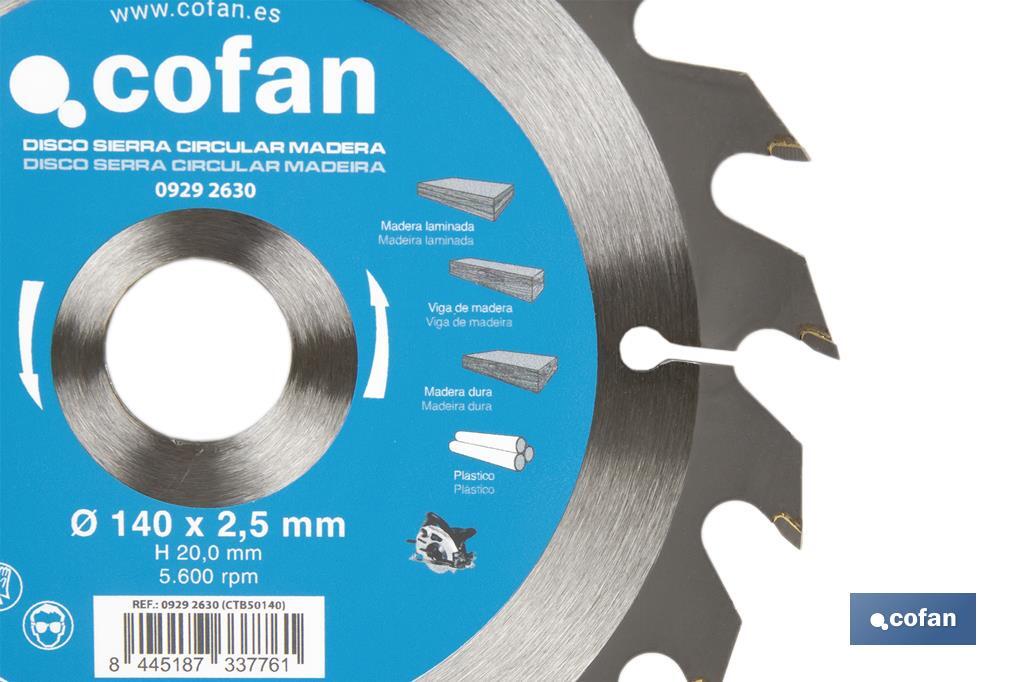 Circular saw blade | Suitable for cutting wood | Available in different teeth | Available in wide range of sizes - Cofan