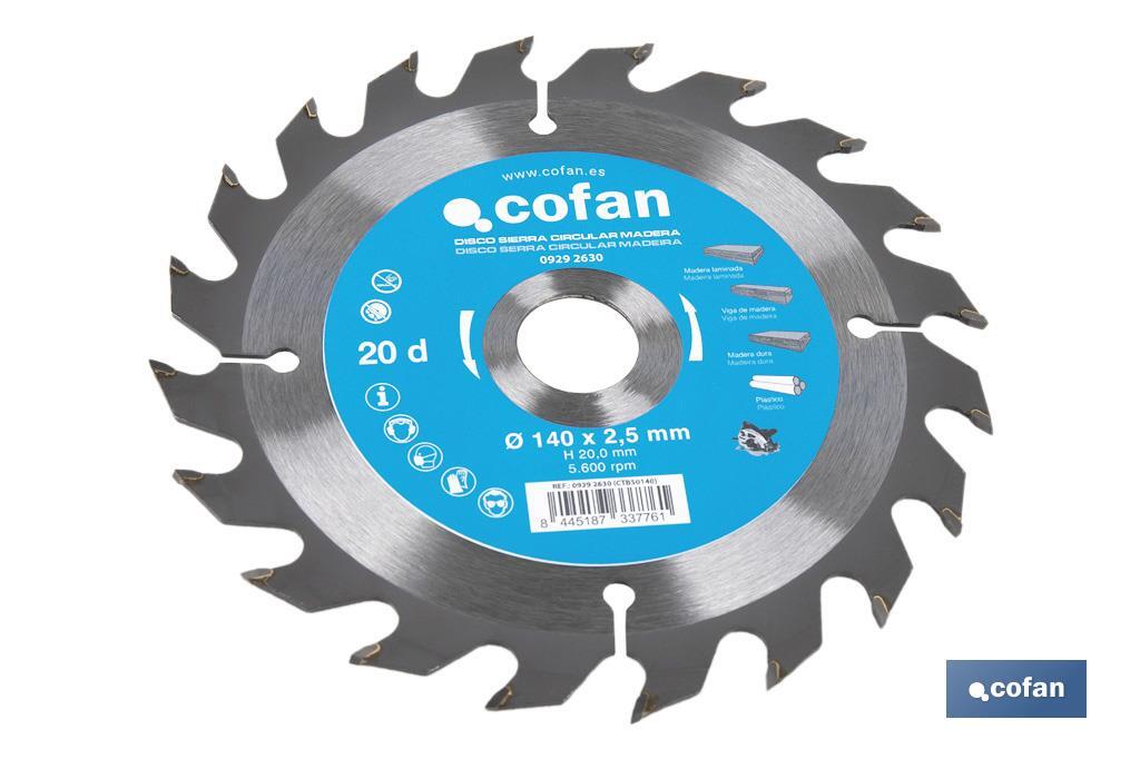 Lame de scie circulaire | Disque de coupe pour bois | Différents nombres de dents | Vaste variété de dimensions - Cofan