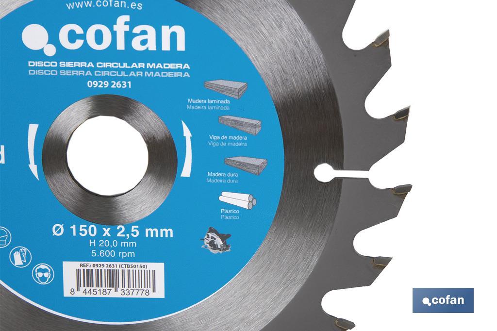 Circular saw blade | Suitable for cutting wood | Available in different teeth | Available in wide range of sizes - Cofan