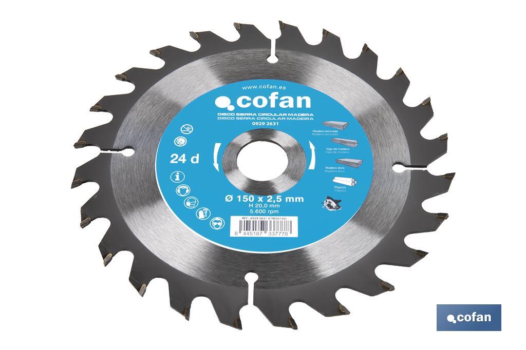 Lame de scie circulaire | Disque de coupe pour bois | Différents nombres de dents | Vaste variété de dimensions - Cofan