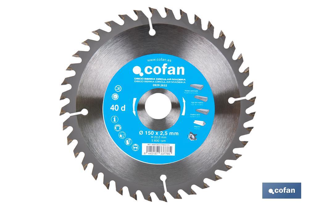 Lame de scie circulaire | Disque de coupe pour bois | Différents nombres de dents | Vaste variété de dimensions - Cofan