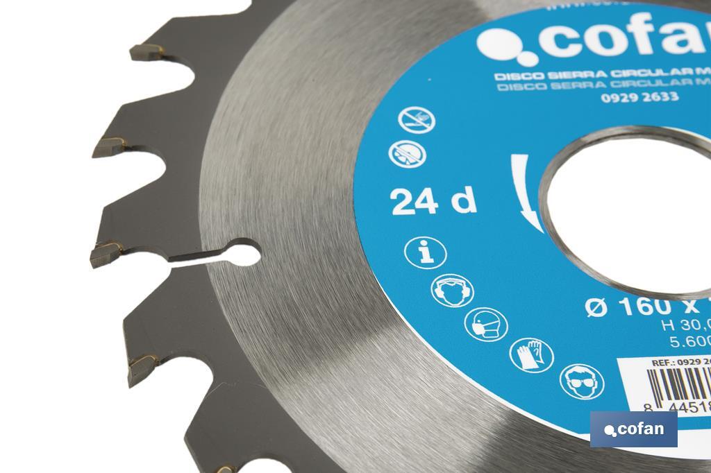 Circular saw blade | Suitable for cutting wood | Available in different teeth | Available in wide range of sizes - Cofan