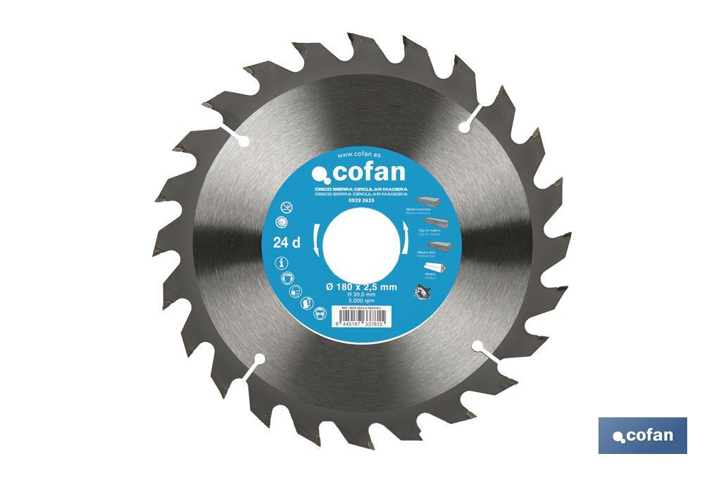 Lame de scie circulaire | Disque de coupe pour bois | Différents nombres de dents | Vaste variété de dimensions - Cofan