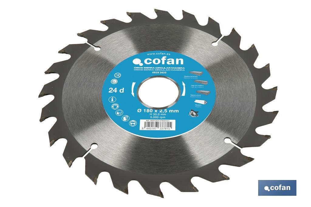 Lame de scie circulaire | Disque de coupe pour bois | Différents nombres de dents | Vaste variété de dimensions - Cofan