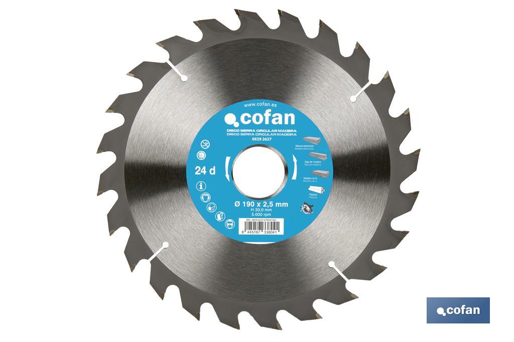 Lâmina de serra circular | Disco de corte para madeira | Diferentes números de dentes | Ampla variedade de medidas - Cofan