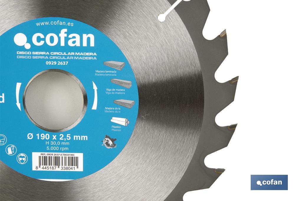 Lame de scie circulaire | Disque de coupe pour bois | Différents nombres de dents | Vaste variété de dimensions - Cofan