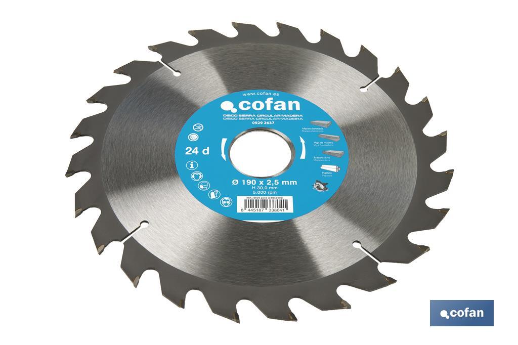 Lame de scie circulaire | Disque de coupe pour bois | Différents nombres de dents | Vaste variété de dimensions - Cofan