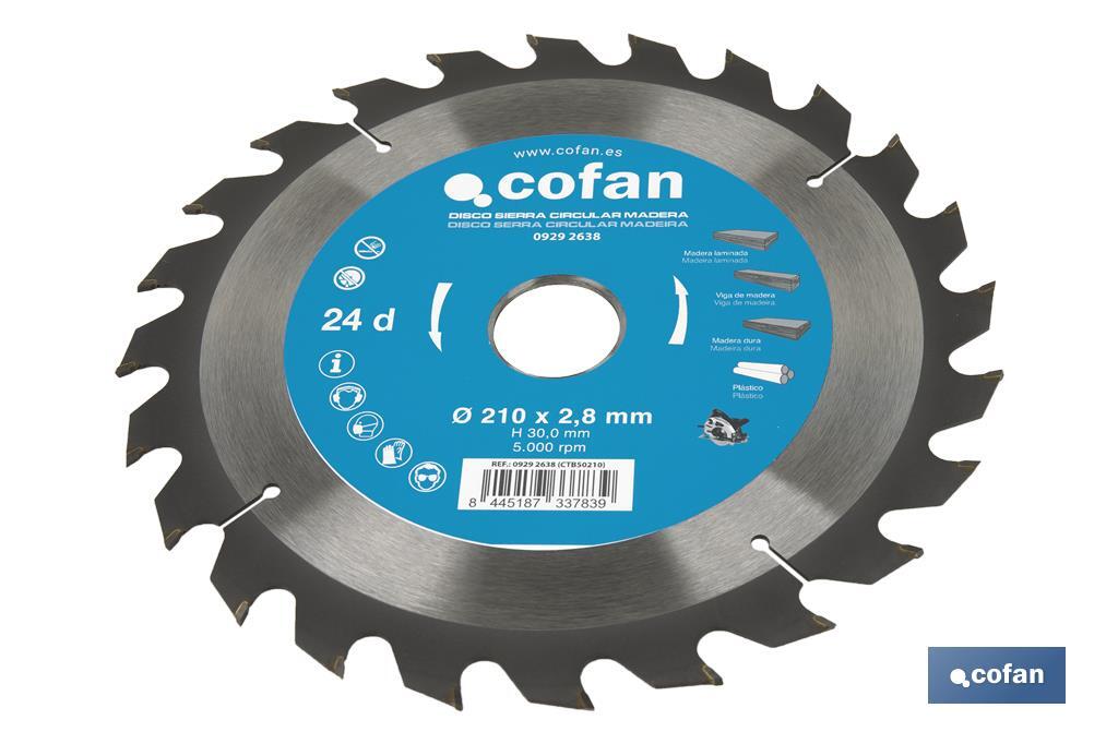 Lâmina de serra circular | Disco de corte para madeira | Diferentes números de dentes | Ampla variedade de medidas - Cofan