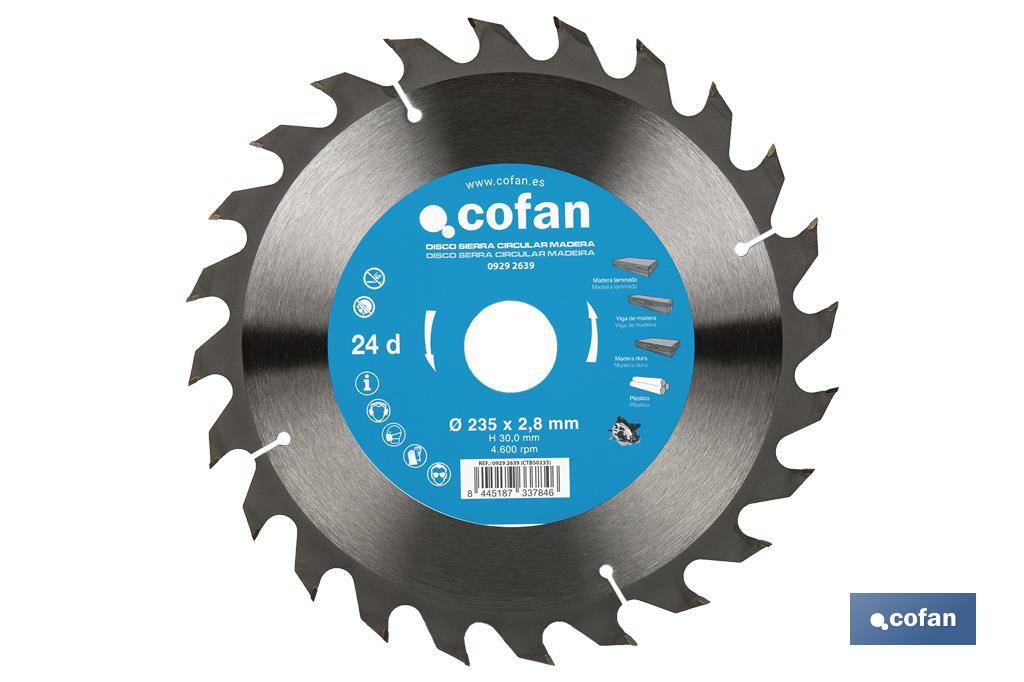 Lame de scie circulaire | Disque de coupe pour bois | Différents nombres de dents | Vaste variété de dimensions - Cofan