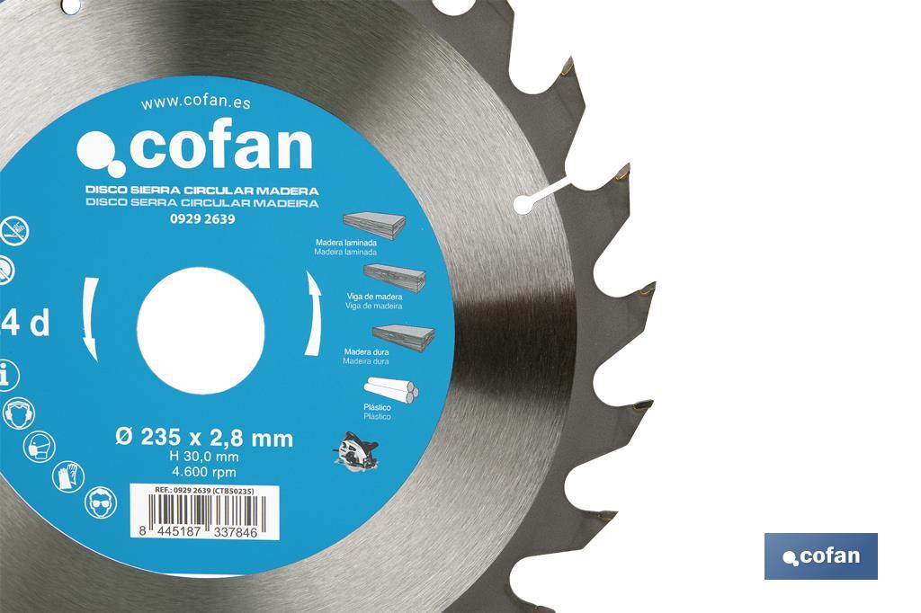 Lame de scie circulaire | Disque de coupe pour bois | Différents nombres de dents | Vaste variété de dimensions - Cofan