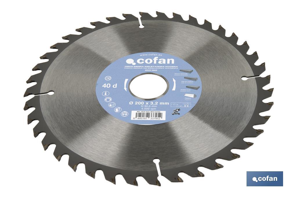 Lame de scie à onglet | Disque de coupe pour bois | Différents nombres de dents | Différentes dimensions - Cofan