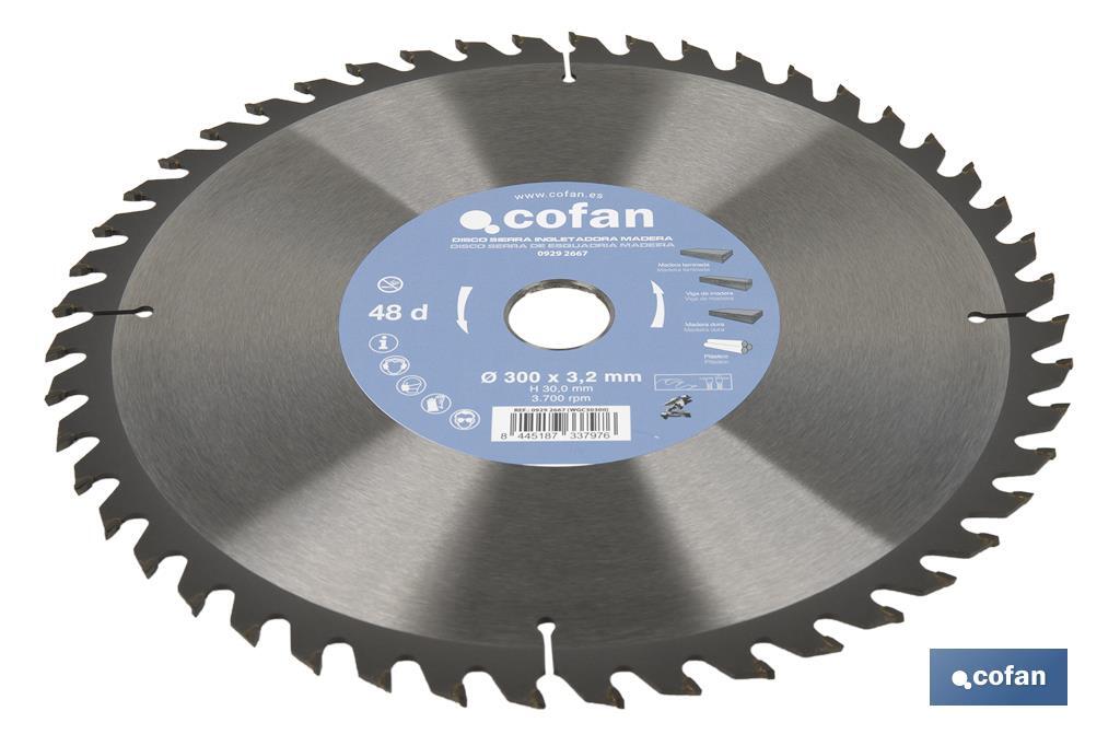 Hoja de sierra ingletadora | Disco de corte para madera | Variación de dientes | Diferentes medidas - Cofan