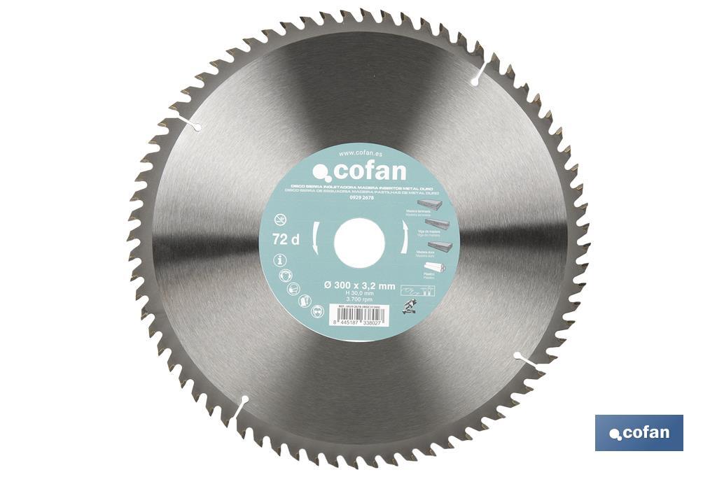 Mitre saw blade | Wood cutting disc with tips | Hard metal tipped saw blade | Available with different number of teeth and in various sizes - Cofan