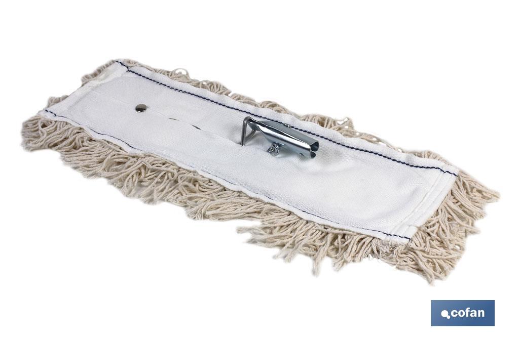 Vadrouilles industrielles plates en coton | Avec cadre et raccords métalliques | Idéales pour le nettoyage des sols - Cofan