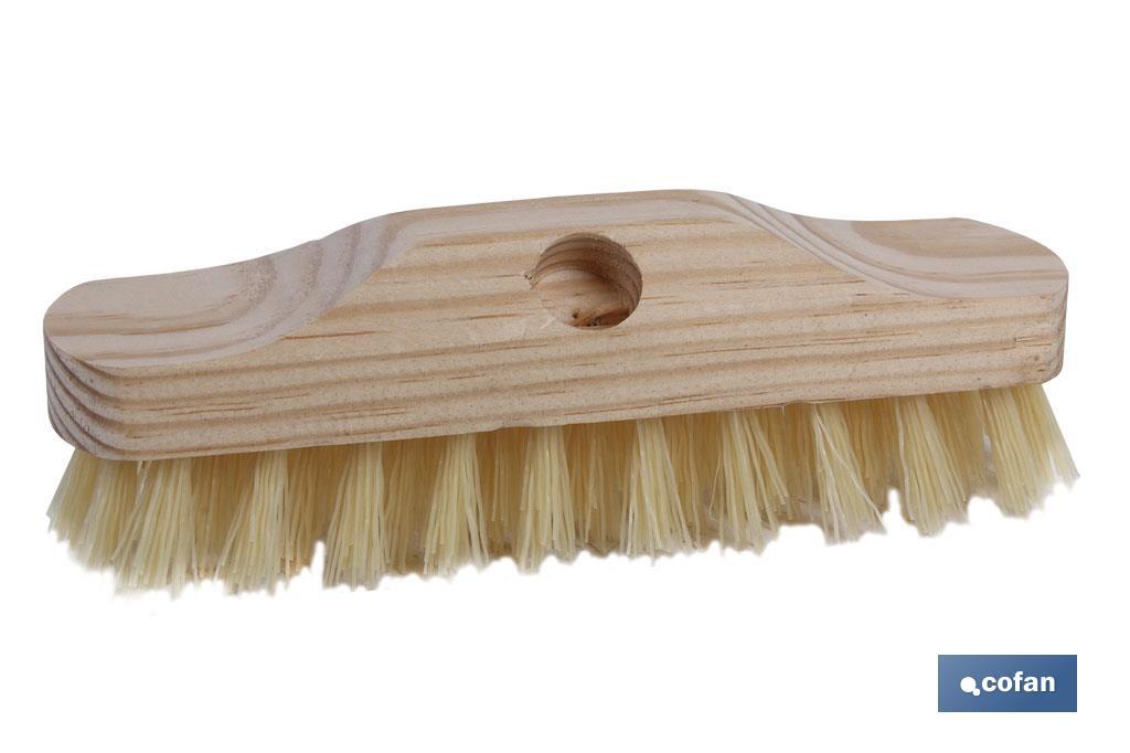 Hand deck scrub brush | With plastic bristles of 5 x 10 lines | Natural colour with thread 22mm | Size 22 x 5.5 x 7.5cm - Cofan