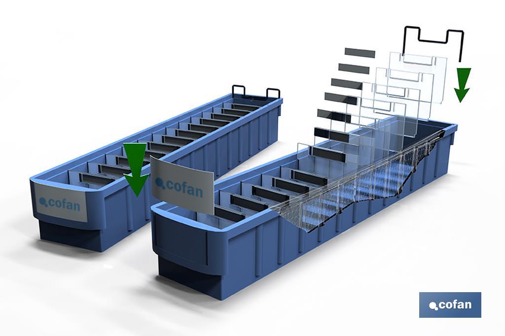 Gaveta de polipropileno azul | Dimensiones a escolha | Especiais para expositores e estantes de serviço - Cofan