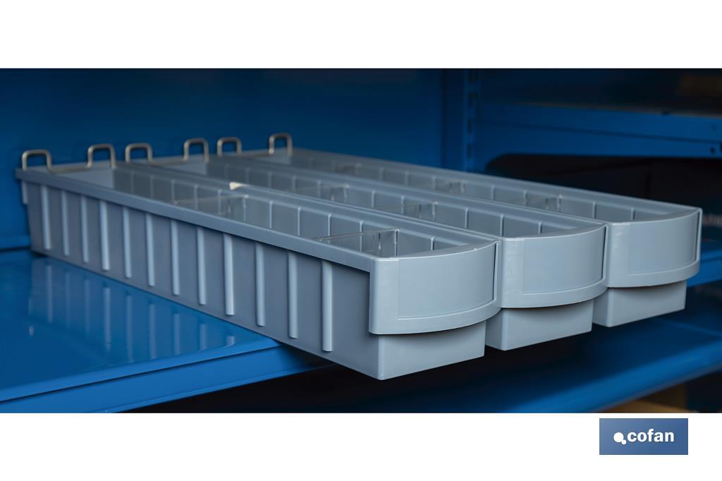 Gaveta de polipropileno azul | Dimensiones a escolha | Especiais para expositores e estantes de serviço - Cofan