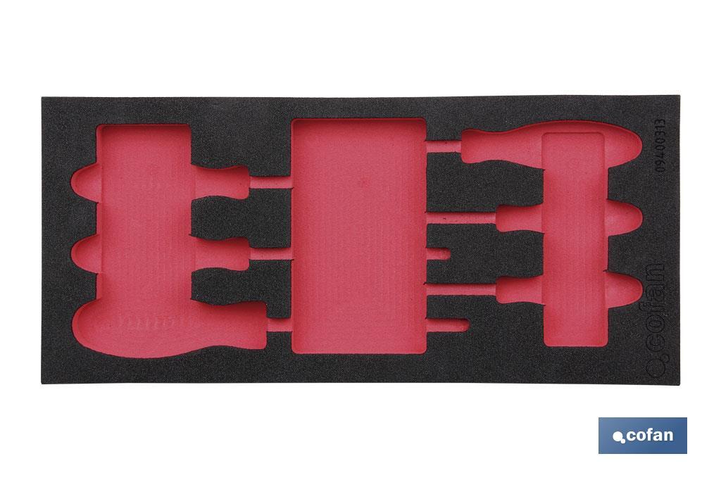Separador de espuma | Para 1/3 cajón del carro de herramientas cofan | Para destornilladores torx - Cofan