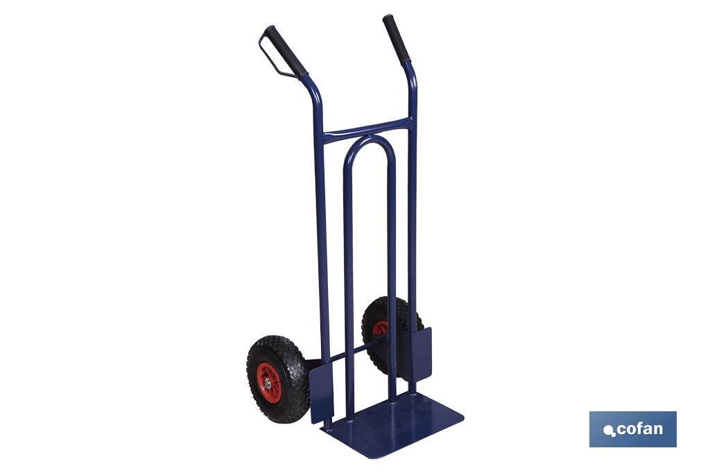 Sack truck with fixed noseplate and tyres | With pneumatic tyres | Size: 1,100 x 520 x 480mm - Cofan