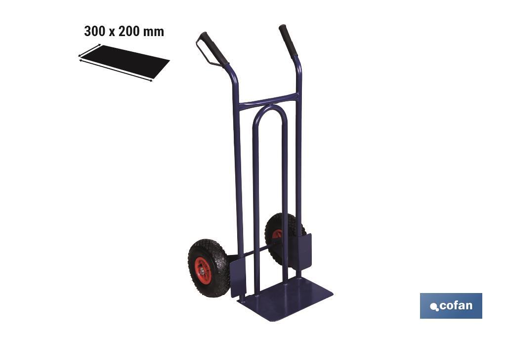 Chariot d’entrepôt avec pelle fixe et roues pneumatiques | Avec roues pneumatiques | Dimensions : 1100 x 520 x 480 mm - Cofan