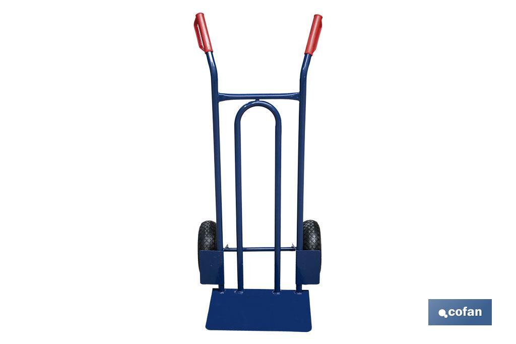 Chariot d’entrepôt avec pelle fixe et roues pneumatiques | Avec roues pneumatiques | Dimensions : 1100 x 520 x 480 mm - Cofan