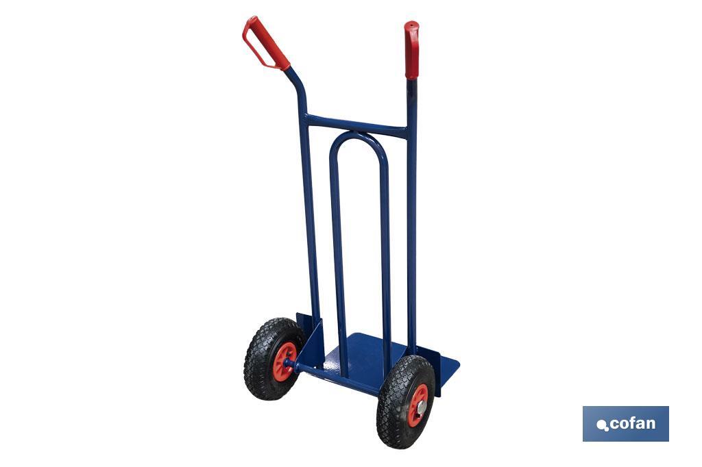 Chariot d’entrepôt avec pelle fixe et roues pneumatiques | Avec roues pneumatiques | Dimensions : 1100 x 520 x 480 mm - Cofan
