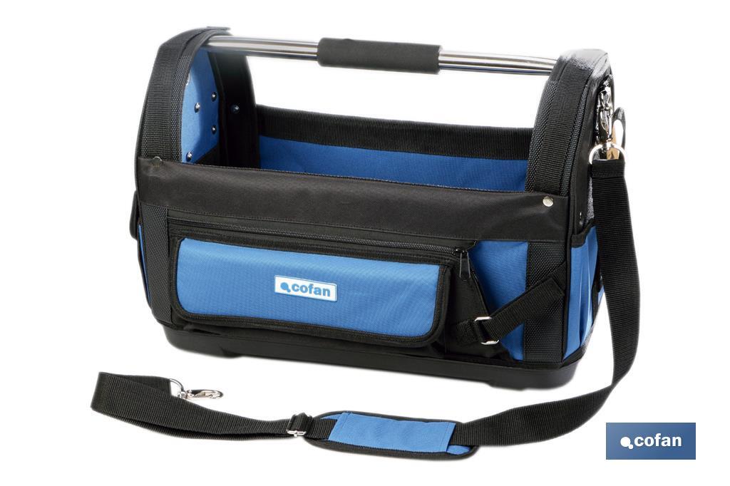 Bolsa de herramientas abierta con bolsillos interiores y exteriores | Carga máxima de 20 kg - Cofan