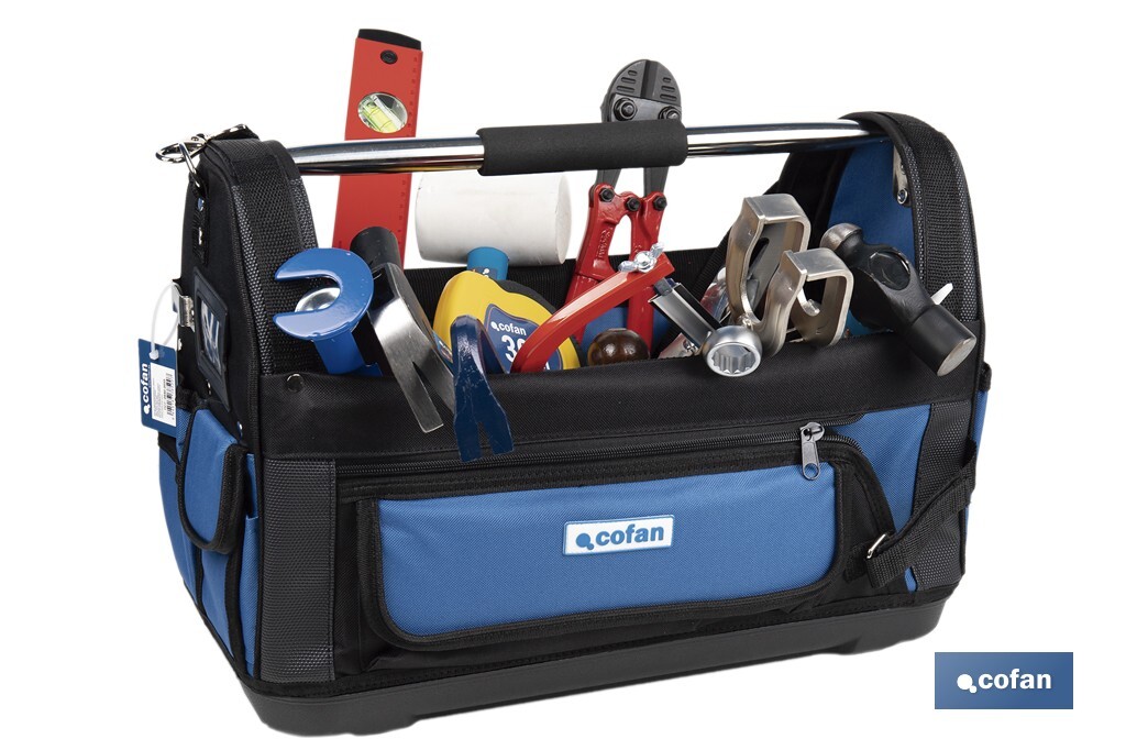 Open tote tool bag with external and internal pockets | Maximum load capacity of 20kg - Cofan