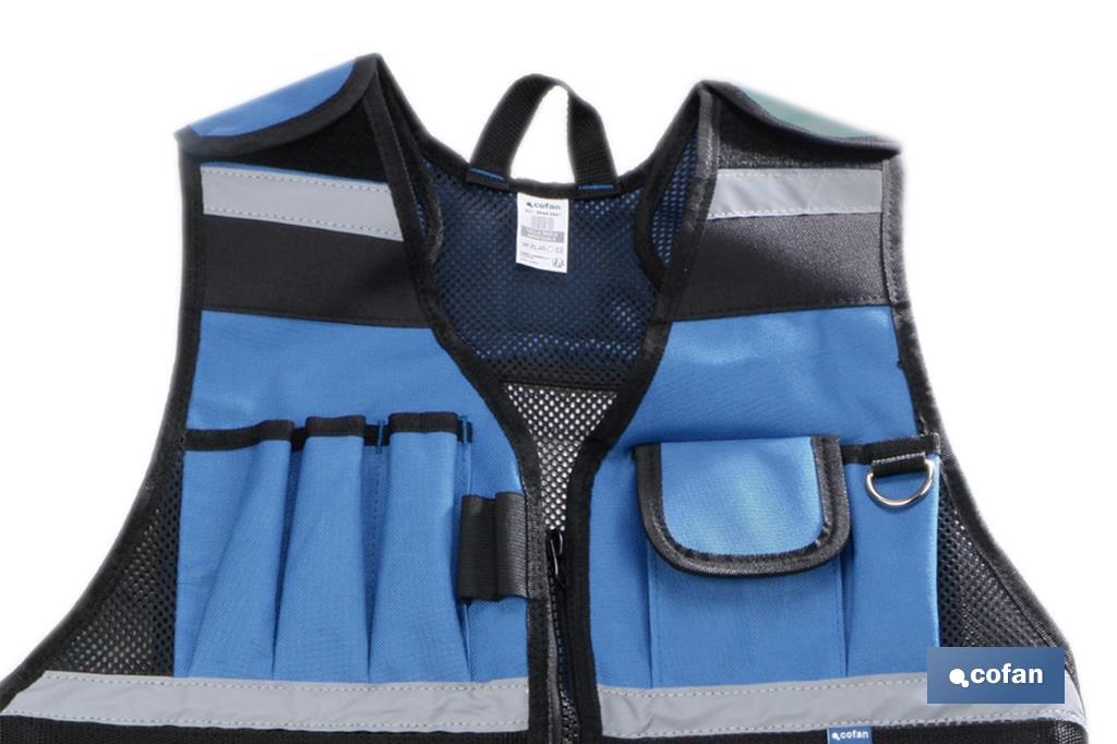 Multi pocket adjustable tool vest with reflective strips - Cofan