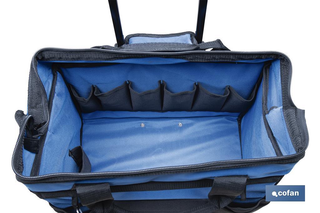 TROLLEY de ferramentas com vários bolsos e rodas resistentes | Dimensões: 45 x 24 x 42 cm - Cofan