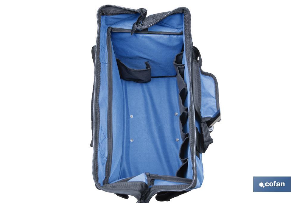 TROLLEY de ferramentas com vários bolsos e rodas resistentes | Dimensões: 45 x 24 x 42 cm - Cofan