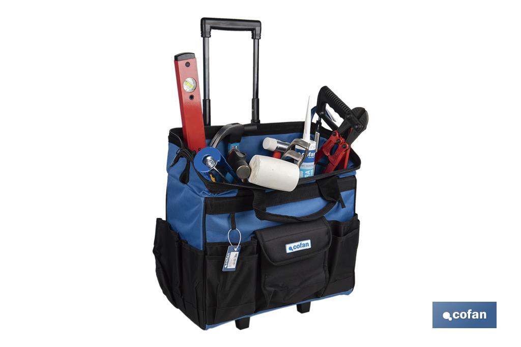 TROLLEY de ferramentas com vários bolsos e rodas resistentes | Dimensões: 45 x 24 x 42 cm - Cofan