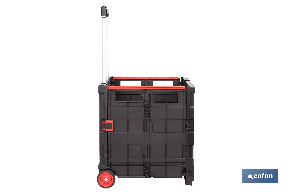 Trolley plegable con asa telescópica | Material: PP | Mango ergonómico | Carga máxima: 25 kg | Compacto y fácil de montar - Cofan