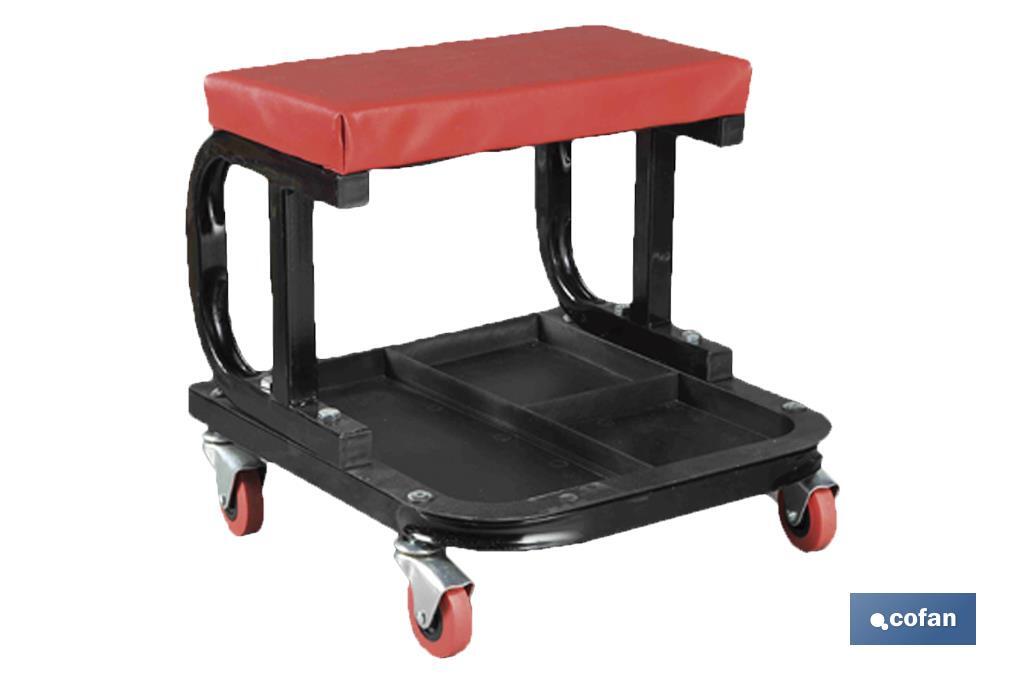 Asiento de trabajo con bandeja inferior | Con medidas en 395 x 390 x 140mm | Fabricada especialmente para trabajos en talleres - Cofan