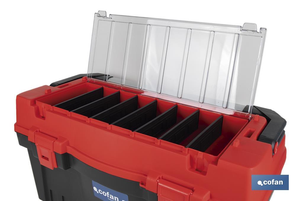 Boîte à outils avec organisateurs, renforts et fixations en ABS | Dimensions : 59,5 x 28,8 x 30,8 cm - Cofan