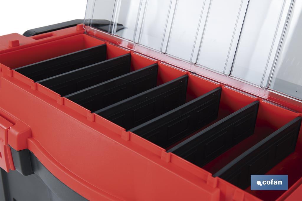 Boîte à outils avec organisateurs, renforts et fixations en ABS | Dimensions : 59,5 x 28,8 x 30,8 cm - Cofan