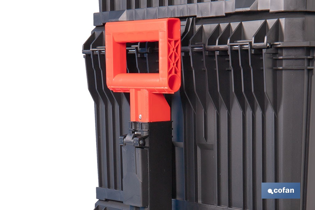 Set modular con 3 cajas de herramientas | Con ruedas, asa telescópica, módulos apilables | Medidas: 53 x 35,5 x 82,5 cm - Cofan