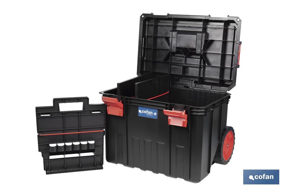 Boîte à outils Heavy  Duty | Avec poignée télescopique et 2 roues | Dimensions : 53 x 35,5 x 39 cm - Cofan