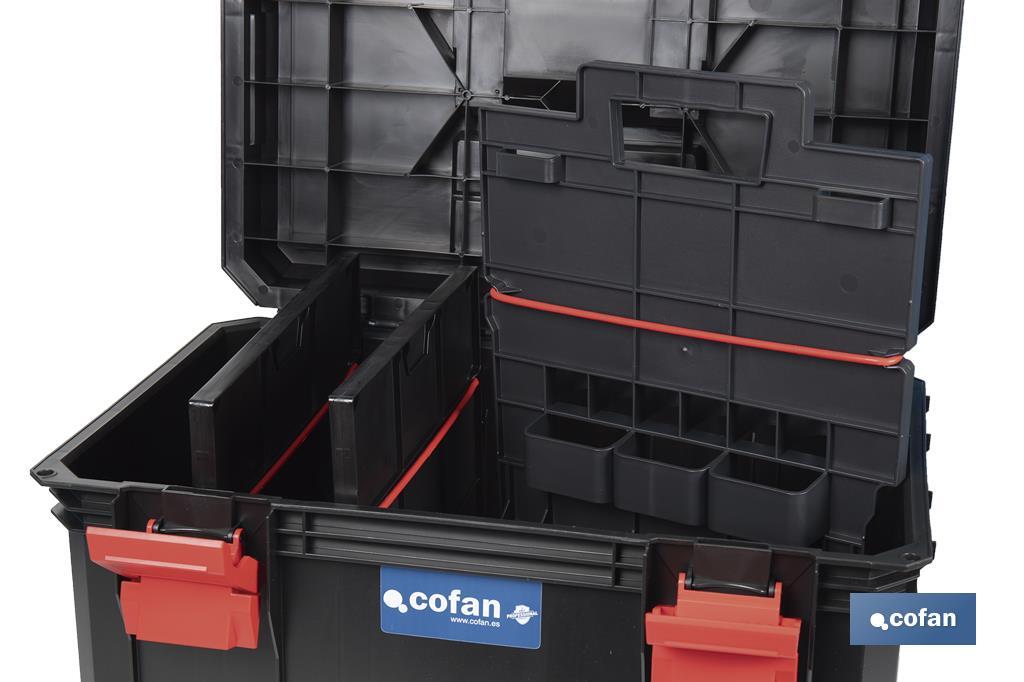 Boîte à outils Heavy  Duty | Avec poignée télescopique et 2 roues | Dimensions : 53 x 35,5 x 39 cm - Cofan