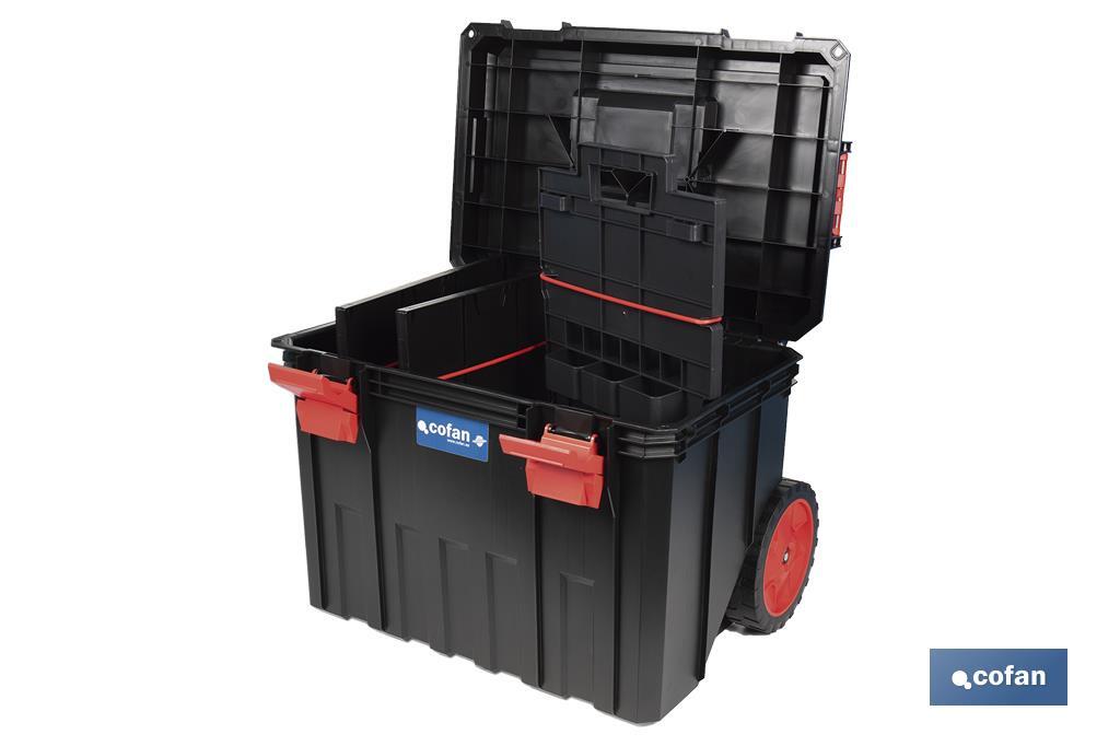 Boîte à outils Heavy  Duty | Avec poignée télescopique et 2 roues | Dimensions : 53 x 35,5 x 39 cm - Cofan