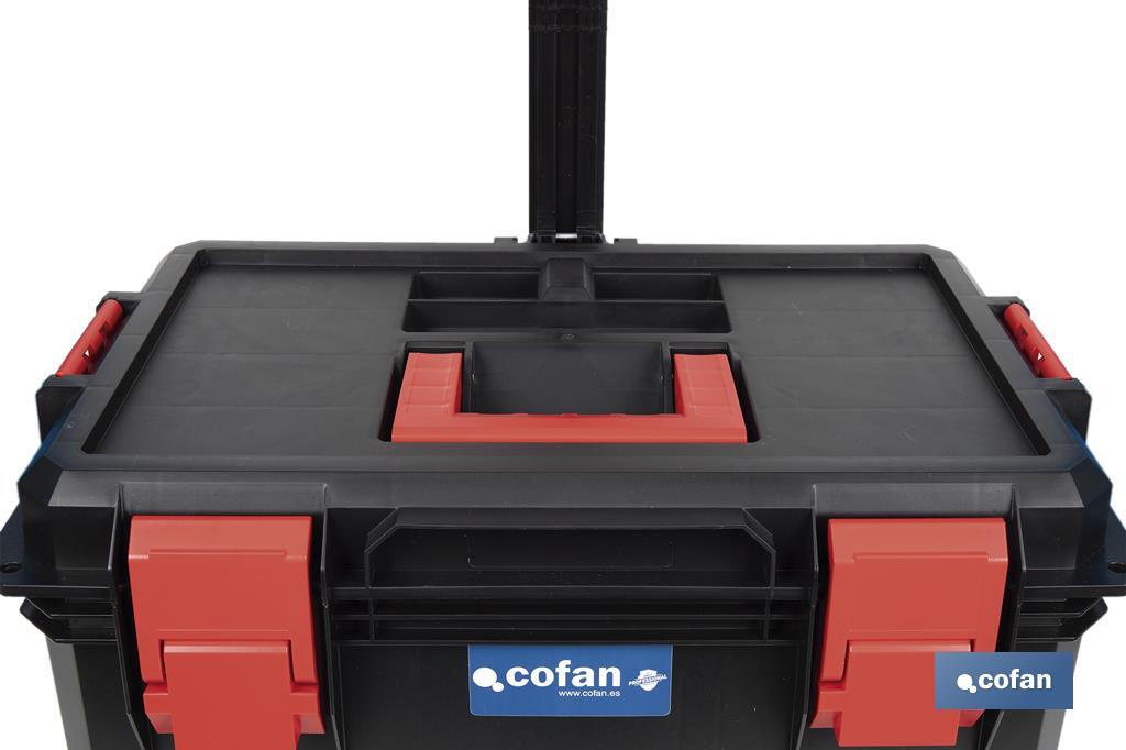 Boîte à outils Heavy  Duty | Avec poignée télescopique et 2 roues | Dimensions : 53 x 35,5 x 39 cm - Cofan